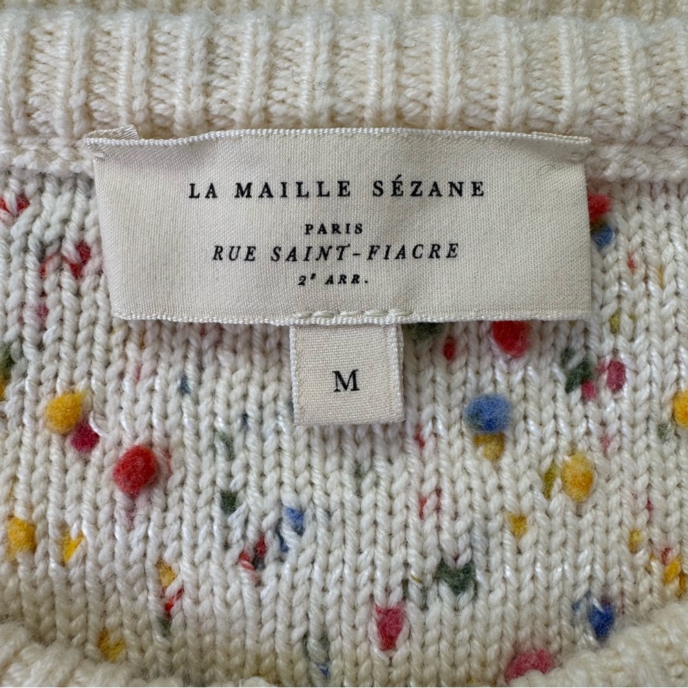 Sezane Cream Cardigan with Multicolor Confetti Detail - Picture 10 of 12